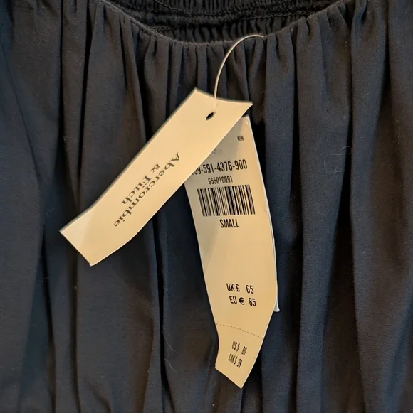 New Abercrombie And Fitch Black Puff Sleeve Mini Dress Size S Dark Cottagecore - Picture 5 of 6